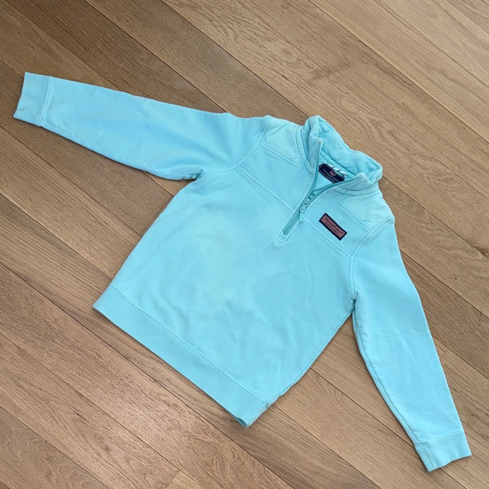 Vineyard Vines Kids Aqua Half-Zip SHEP shirt Sz YS (8-10)